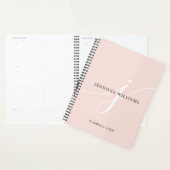 Elegantes Schlicht Blush Pink White Script Monogra Planer (Anzeige)