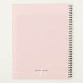 Elegantes Schlicht Blush Pink White Script Monogra Planer (Rückseite)