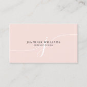 Elegantes Schlicht Blush Pink White Script Monogra Visitenkarte (Vorderseite)