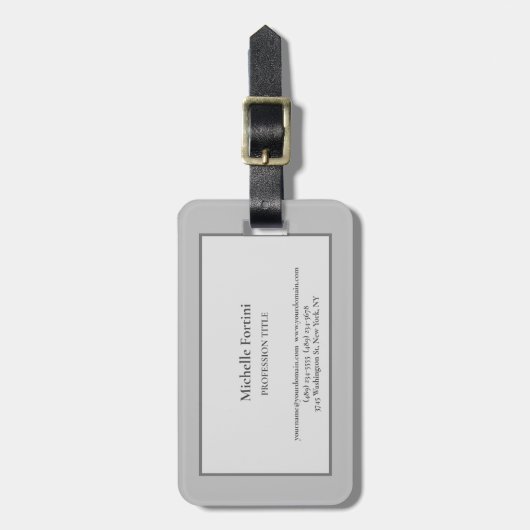 Elegantes Schlicht Einfaches Minimalistisch Grau Gepäckanhänger (Vorderseite vertikal)