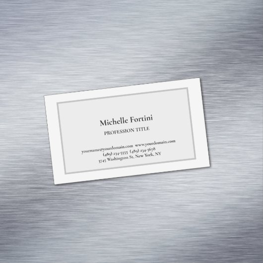 Elegantes Schlicht Einfaches Minimalistisch Grau Magnetische Visitenkarte (Beispiel)