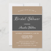 Elegantes schlichtes, beiges Brautparty Einladung (Vorderseite)