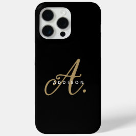 Elegantes Schlichtes Black-Gold-Script-Monogramm Case-Mate iPhone Hülle