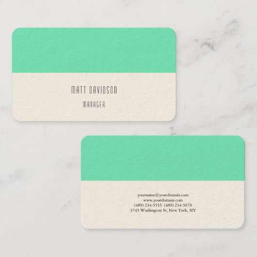 Elegantes Schlichtes blaues Weiß Beruflich Visitenkarte (Vorne/Hinten)