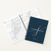 Elegantes Schlichtes Blue Script Monogram Rezept Notizblock (Innenseite)