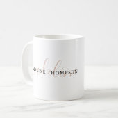 Elegantes Schlichtes Boho-Neutral-Beige-Skript Kaffeetasse (Vorderseite Links)