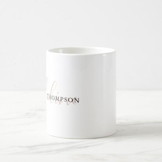 Elegantes Schlichtes Boho-Neutral-Beige-Skript Kaffeetasse (Mittel)