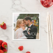 elegantes schlichtes Dankeschön für Hochzeit Foto Serviette (Beispiel)