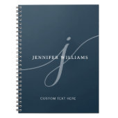 Elegantes Schlichtes Dusty Navy Blue Script Monogr Notizblock (Vorderseite)