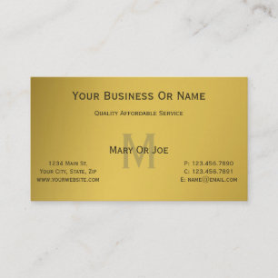 Elegantes, schlichtes Gold Mit Monogramm mit schwa Visitenkarte
