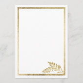 Elegantes, schlichtes, goldfarbenes Hochzeitsmenü Menükarte (Rückseite)