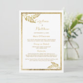 Elegantes, schlichtes, goldfarbenes Hochzeitsmenü Menükarte (Stehend Vorderseite)