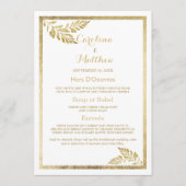 Elegantes, schlichtes, goldfarbenes Hochzeitsmenü Menükarte (Vorderseite)