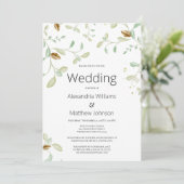 Elegantes, schlichtes, grünes Blattgold Einladung (Stehend Vorderseite)