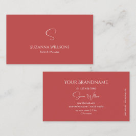 Elegantes Schlichtes Indianerrot mit Monogram Mode Visitenkarte