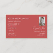 Elegantes Schlichtes Indianerrot mit Monogramm und Visitenkarte (Rückseite)