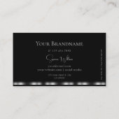 Elegantes Schlichtes Schwarz und Silber mit Logo S Visitenkarte (Rückseite)