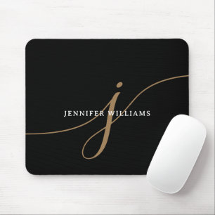 Elegantes schlichtes schwarzes und goldenes Schrif Mousepad