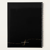 Elegantes schlichtes schwarzes und goldenes Schrif Planer (Rückseite)