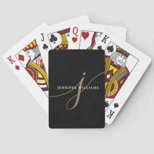 Elegantes schlichtes schwarzes und goldenes Schrif Spielkarten