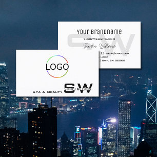 Elegantes Schlichtes Weiß mit Monogram und einfach Visitenkarte