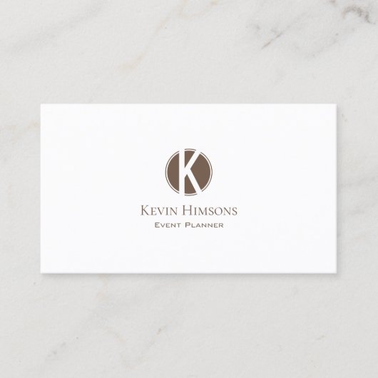 Elegantes Schlichtes Weißbraun mit Monogramm und L Visitenkarte (Vorderseite)