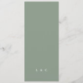 Elegantes, schlichtes weißes Monogramm Menükarte (Rückseite)