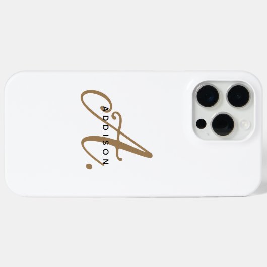 Elegantes Schlichtes White-Script-Monogramm Case-Mate iPhone Hülle (Rückseite (Horizontal))