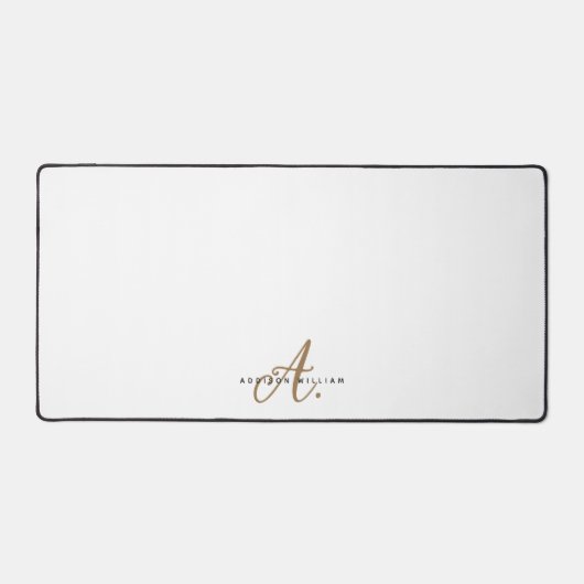 Elegantes Schlichtes White-Script-Monogramm Schreibtischunterlage (Vorderseite)