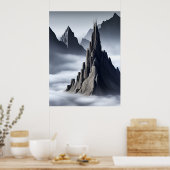 Elegantes Schloss auf den Mystischen Gipfeln AI Ge Poster (Küche)