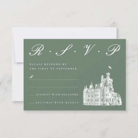 Elegantes Schloss RSVP Karte (Vorderseite)