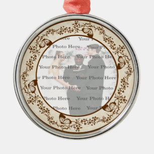 Elegantes Schmetterling Rundsilber Ornament Aus Metall