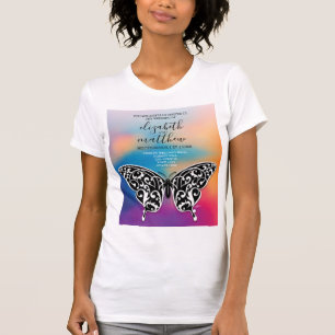 Elegantes Schmetterling- und Sonnenuntergang-Einla T-Shirt
