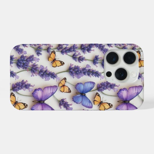 Elegantes Schmetterlingdesign und Lavenderdesign iPhone Hülle (Rückseite (Horizontal))