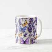 Elegantes Schmetterlingdesign und Lavenderdesign Kaffeetasse (VorderseiteRechts)