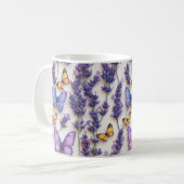 Elegantes Schmetterlingdesign und Lavenderdesign Kaffeetasse (Vorderseite Links)