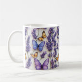 Elegantes Schmetterlingdesign und Lavenderdesign Kaffeetasse (Links)