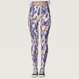 Elegantes Schmetterlingdesign und Lavenderdesign Leggings