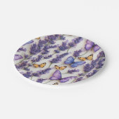 Elegantes Schmetterlingdesign und Lavenderdesign Pappteller (Schrägansicht)