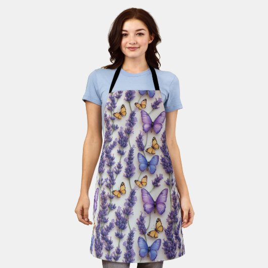 Elegantes Schmetterlingdesign und Lavenderdesign Schürze (Getragen)