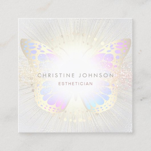 elegantes Schmetterlinglogo Quadratische Visitenkarte (Vorderseite)