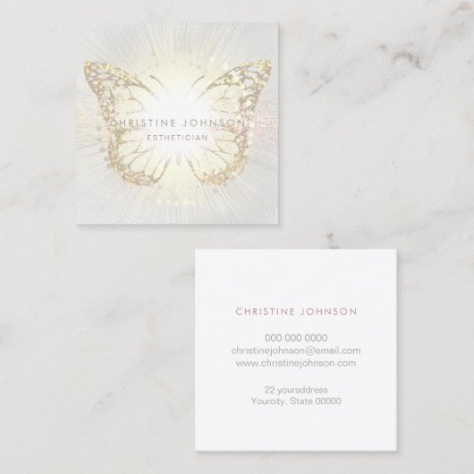 elegantes Schmetterlinglogo Quadratische Visitenkarte (Vorne/Hinten)