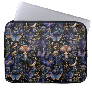 Elegantes Schmetterlings-Blumen-Mond-Muster Laptopschutzhülle
