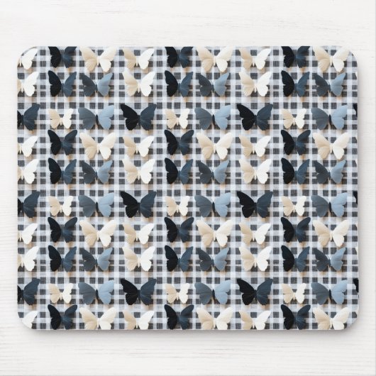Elegantes Schmetterlingsgitter-Muster Mousepad (Vorne)