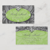 Elegantes Schmuck-Mode-Lilien-Grün-Grau Visitenkarte (Vorne/Hinten)