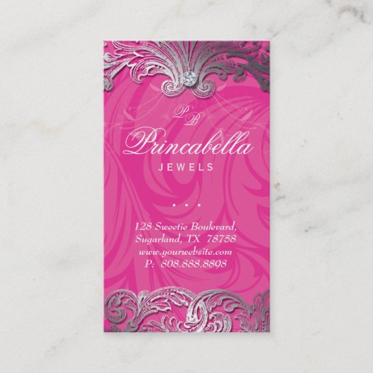 Elegantes Schmuckstück Business Card Blätter Rosa Visitenkarte (Vorderseite)