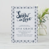 Elegantes Schnee in Liebe Winter Brautparty Einladung (Stehend Vorderseite)