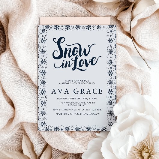 Elegantes Schnee in Liebe Winter Brautparty Einladung