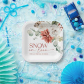 Elegantes Schnee in Liebe Winter Rotes Brautparty Pappteller (Party)