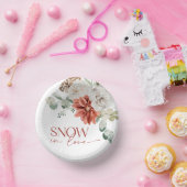 Elegantes Schnee in Liebe Winter Rotes Brautparty Pappteller (Party)